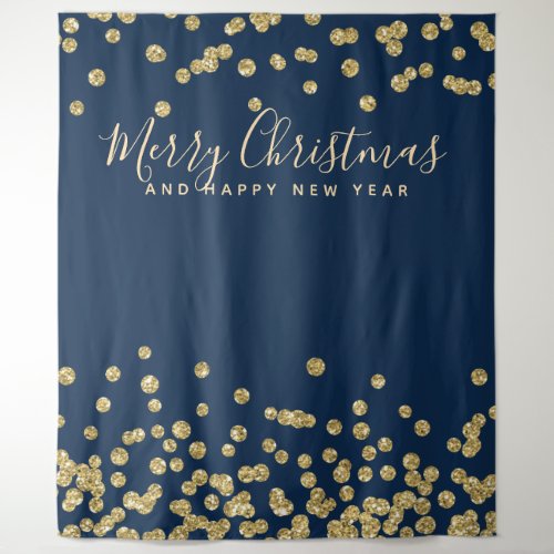 Backdrop Christmas Holiday Gold Navy Confetti