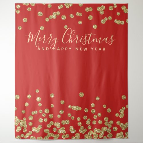 Backdrop Christmas Holiday Gold Red Confetti