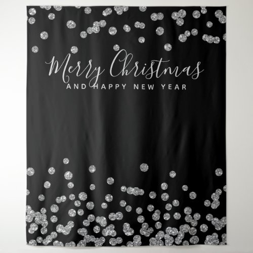 Backdrop Christmas Holiday Silver Black Confetti