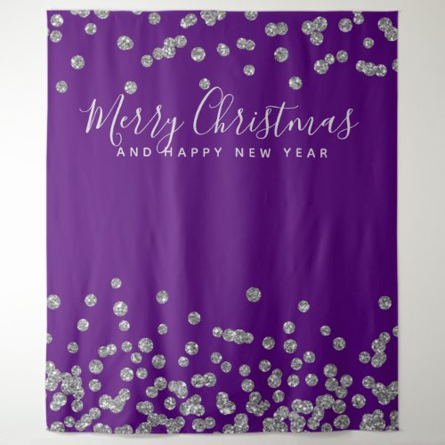 Backdrop Christmas Holiday Silver Purple Confetti