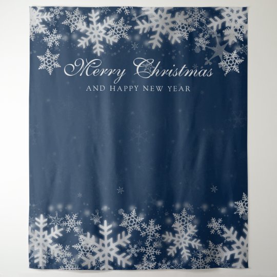 Backdrop Christmas Holiday Silver Snowflakes Navy | Zazzle.com