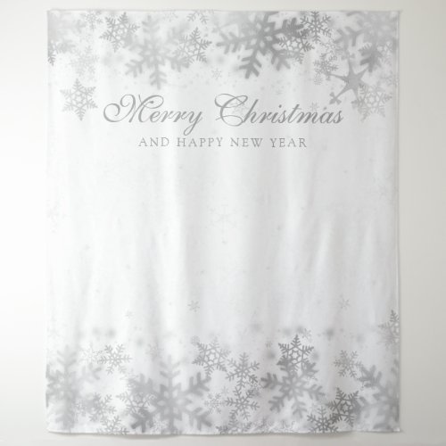 Backdrop Christmas Holiday Silver Snowflakes White