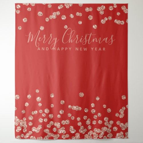 Backdrop Christmas Rose Gold Red Confetti