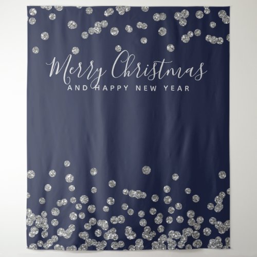 Backdrop Christmas Silver Navy Blue Confetti