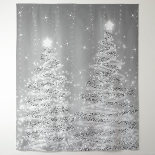 Backdrop Christmas Sparkling Trees Silver 