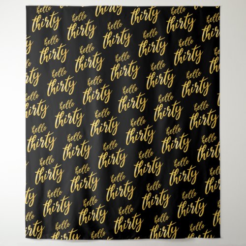 Backdrop Gold Black Hello Thirty Birthday