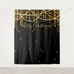 Backdrop Merry Christmas Party Gold String Lights