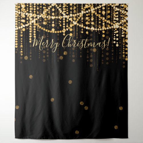 Backdrop Merry Christmas Party Gold String Lights