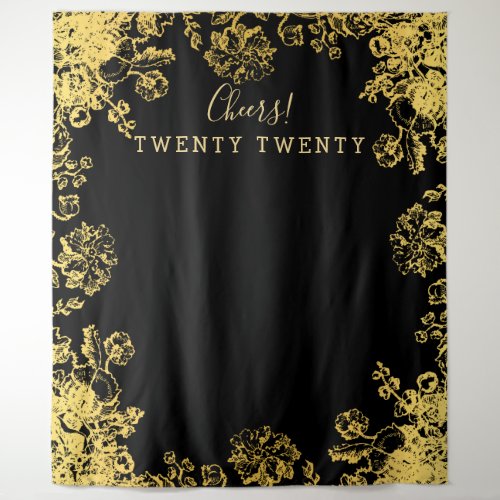 Backdrop New Years Eve Party Gold Floral Frame