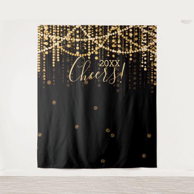 Backdrop New Year's Eve Party Gold String Lights (Front)