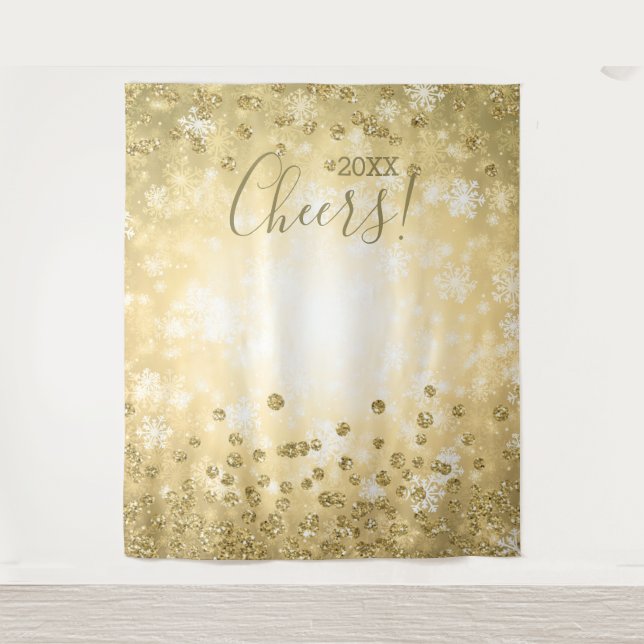Backdrop New Year's Eve Party Gold Winter Glitter (Front)
