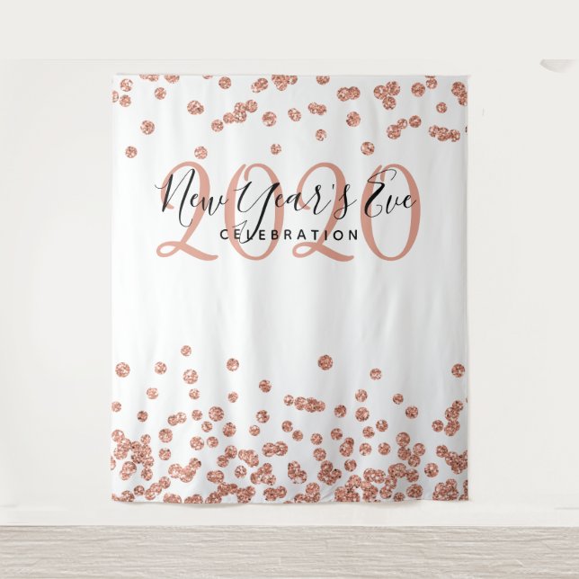 Backdrop New Year's Eve Rose Gold Confetti (Front)