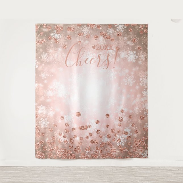 Backdrop New Year's Eve Rose Gold Winter Glitter (Front)