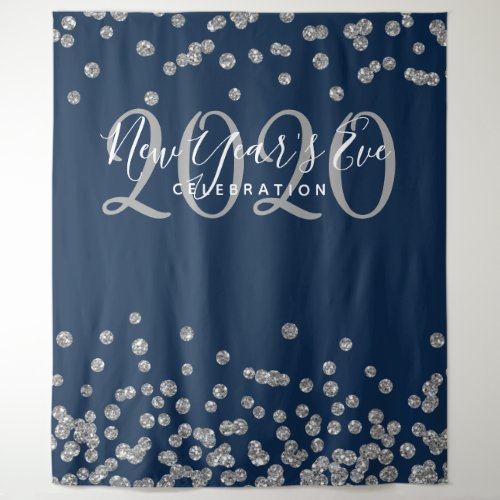 Backdrop New Years Eve Silver Navy Blue Confetti
