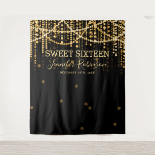 Backdrop Sweet 16 Gold String Lights
