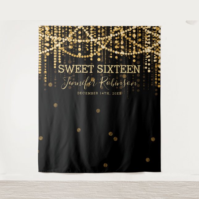Backdrop Sweet 16 Gold String Lights (Front)