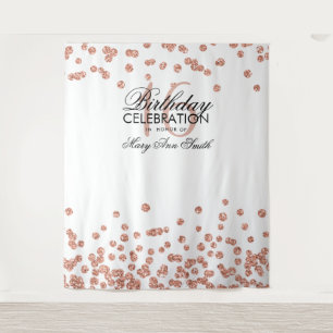 Backdrop Sweet 16 Rose Gold Glitter Confetti