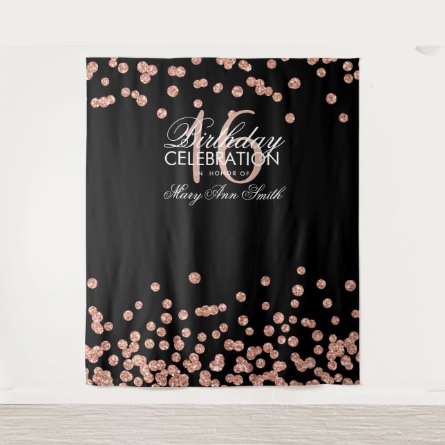 Backdrop Sweet 16 Rose Gold Glitter Confetti (Front)