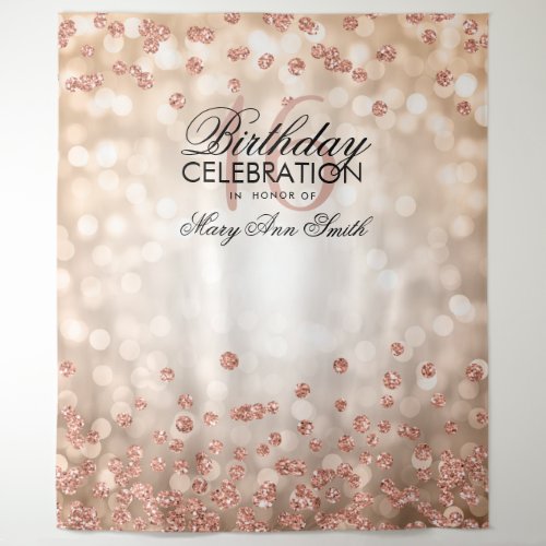 Backdrop Sweet 16 Rose Gold Lights Confetti