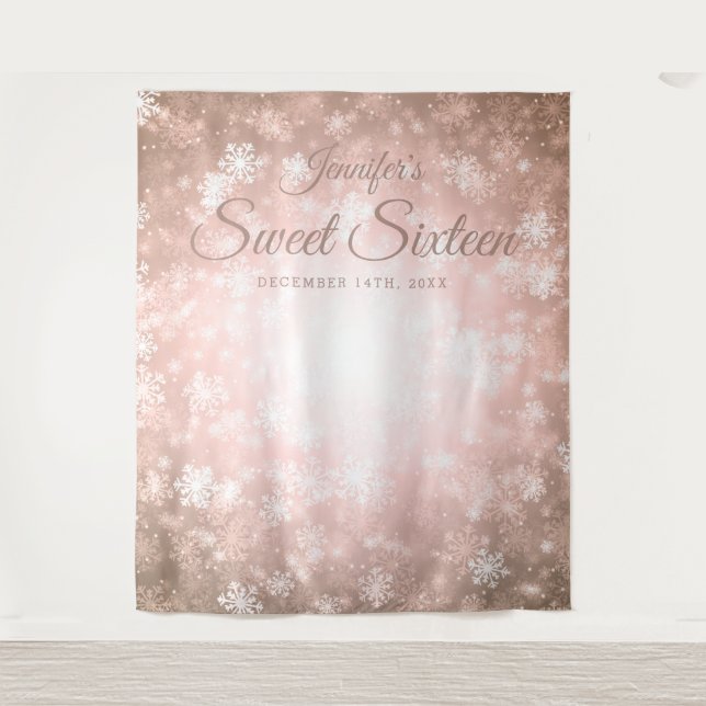 Backdrop Sweet 16 Rose Gold Winter Wonderland (Front)