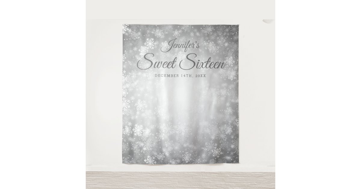 Backdrop Sweet 16 Silver Winter Wonderland Zazzle Com
