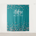 Backdrop Sweet 16 Teal Silver Glitter Confetti