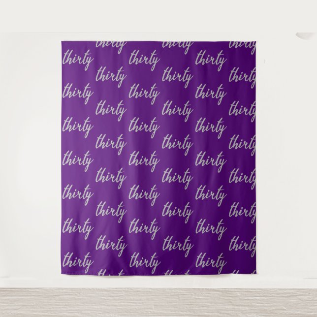 Backdrop "Thirty" 30th Birthday Silver Purple (Front)