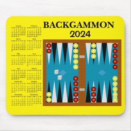 Backgammon Board 2024 Calendar  Mouse Pad
