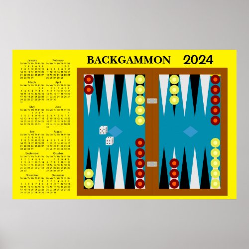 Backgammon Board 2024 Calendar Poster
