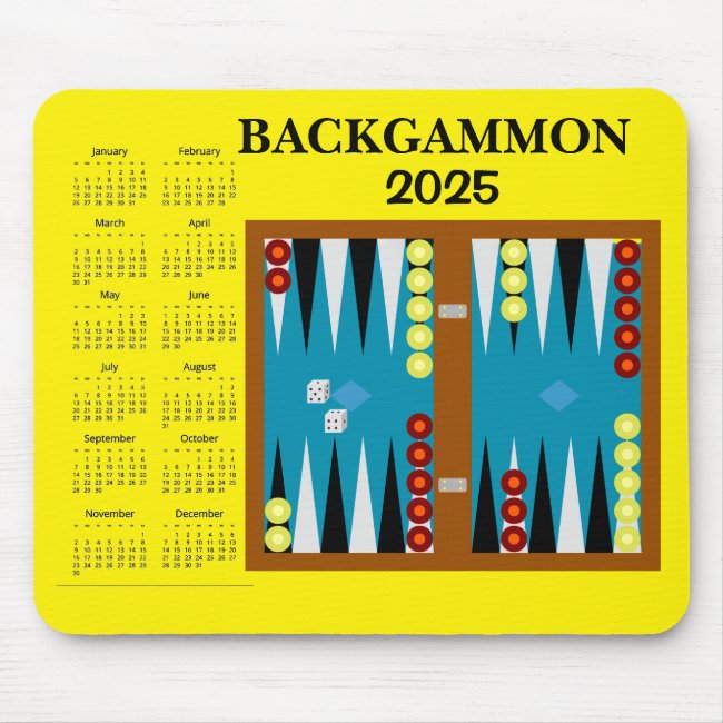 Backgammon Board 2025 Calendar MousePad