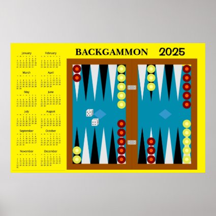 Backgammon Board 2025 Calendar Poster