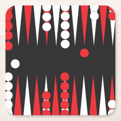 Backgammon Board Game Fun Square Paper Coaster