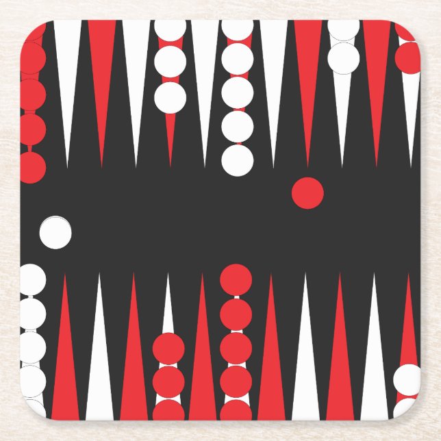 Backgammon Board Game Fun Square Paper Coaster (Front)
