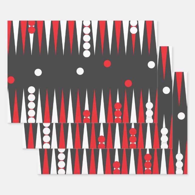 Backgammon Board Layout With Checkers Wrapping Paper Sheets (Set)