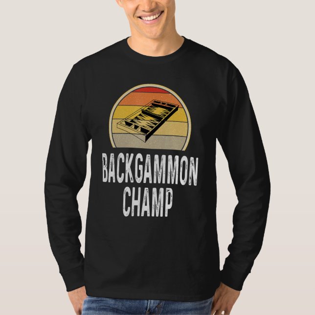 Backgammon Champ Boardgame Board Game Player Retro T-Shirt (Front)