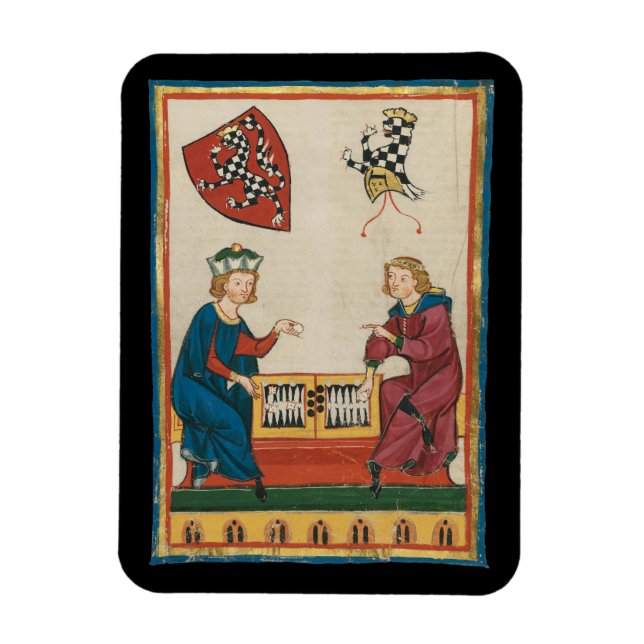 Backgammon Game, 14th Century Medieval Art Magnet (Vertical)