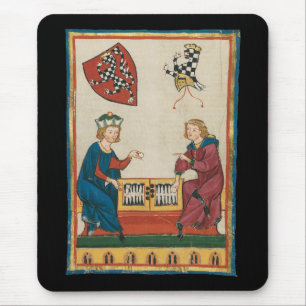 Backgammon Game, 14th Century Medieval Art Mouse Pad