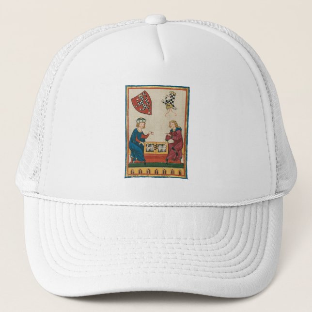 Backgammon Game, 14th Century Medieval Art Trucker Hat (Front)