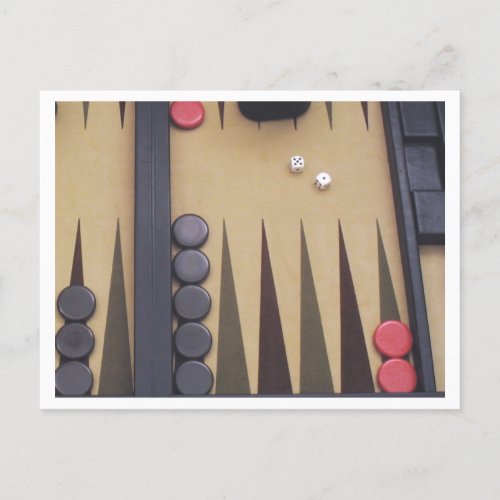 Backgammon game board photo red and black postcard