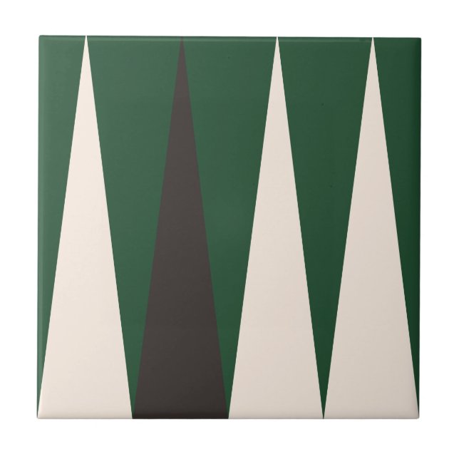 Backgammon Geometric Pattern Green Tile (Front)