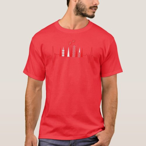 Backgammon heartbeat lifeline unique backgammon pl T_Shirt