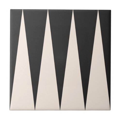 Backgammon Pattern Black and White Ceramic Tile