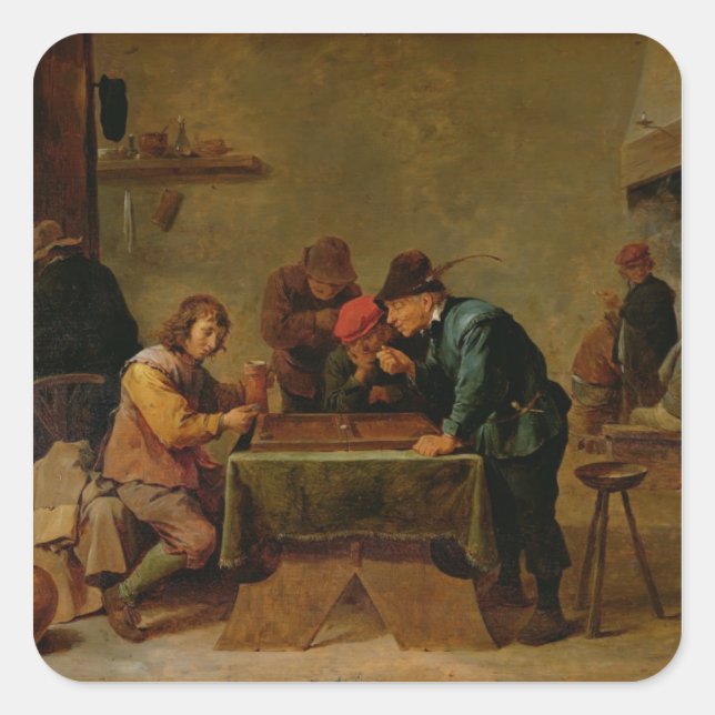 Backgammon Players, c.1640-45 Square Sticker (Front)