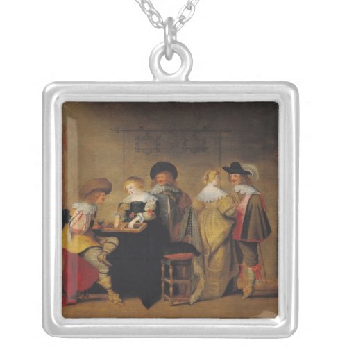 Backgammon Players Silver Plated Necklace