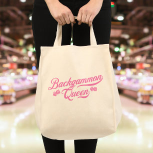 Backgammon Queen Pink Script Tote Bag