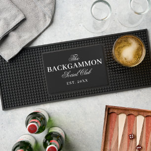 Backgammon Social Club Black Bar Mat