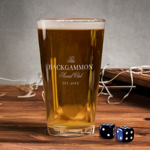 Backgammon Social Club Custom Etched Glassware