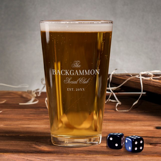 Backgammon Social Club Custom Etched Glassware (Creator Uploaded)
