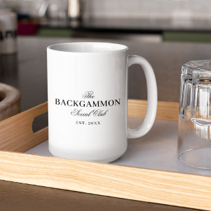 Backgammon Social Club White Two-Tone Coffee Mug