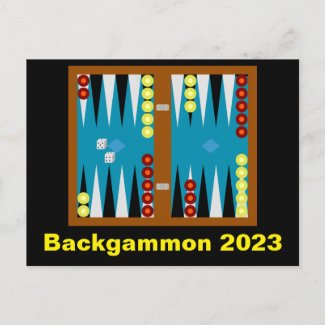 Backgammon with 2023 Calendar on Back Postcard